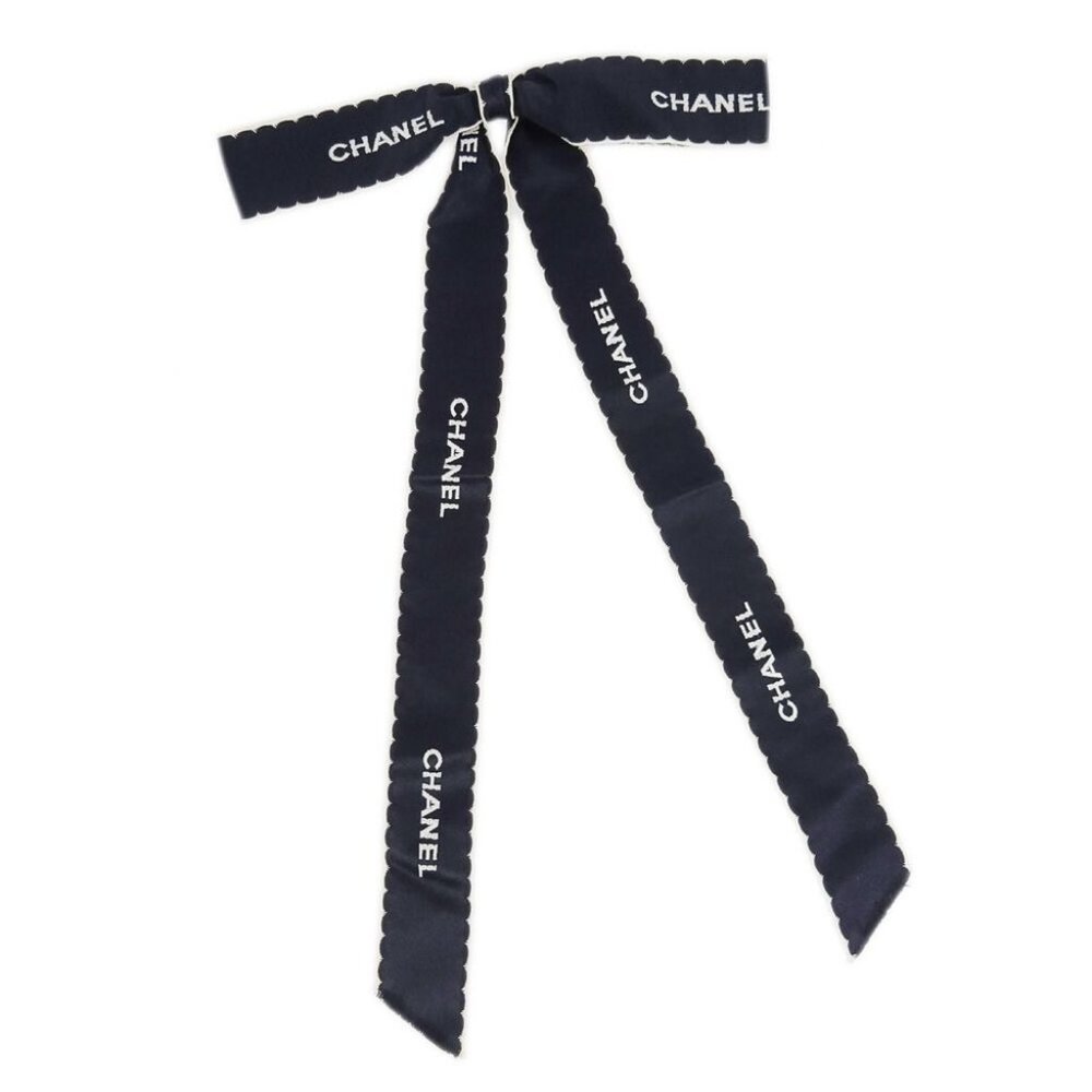 Chanel Bow Brooch Pin Navy